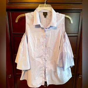 Open Shoulder Pin Stripe Top